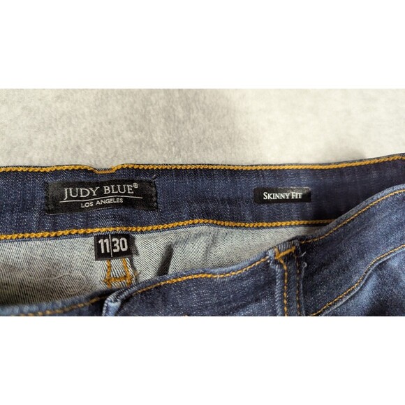 Judy Blue Women Jeans 11/30 Ankle Skinny Fit Distress Hem High Rise Stretch Dark - Picture 7 of 14